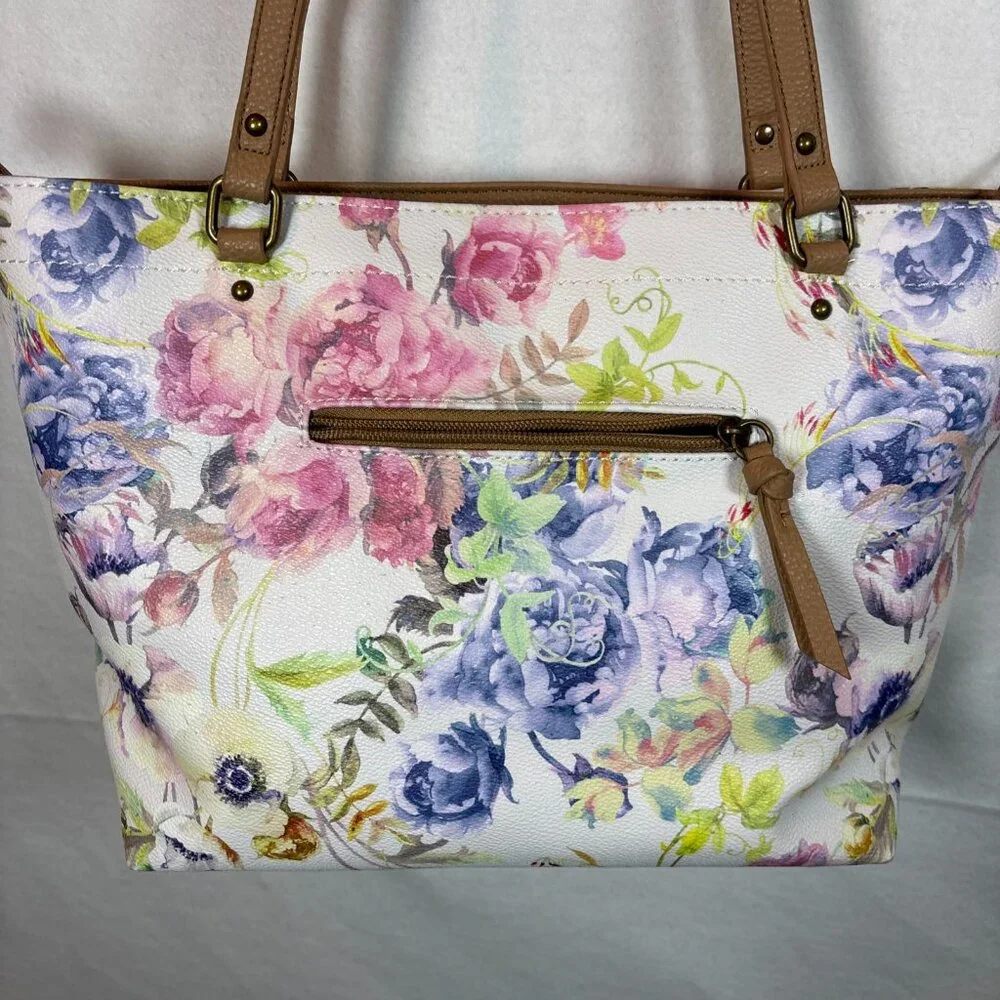 Great Condition Elliott Lucca Delphine Floral Tote  Pink & White Purple - Picture 4 of 11